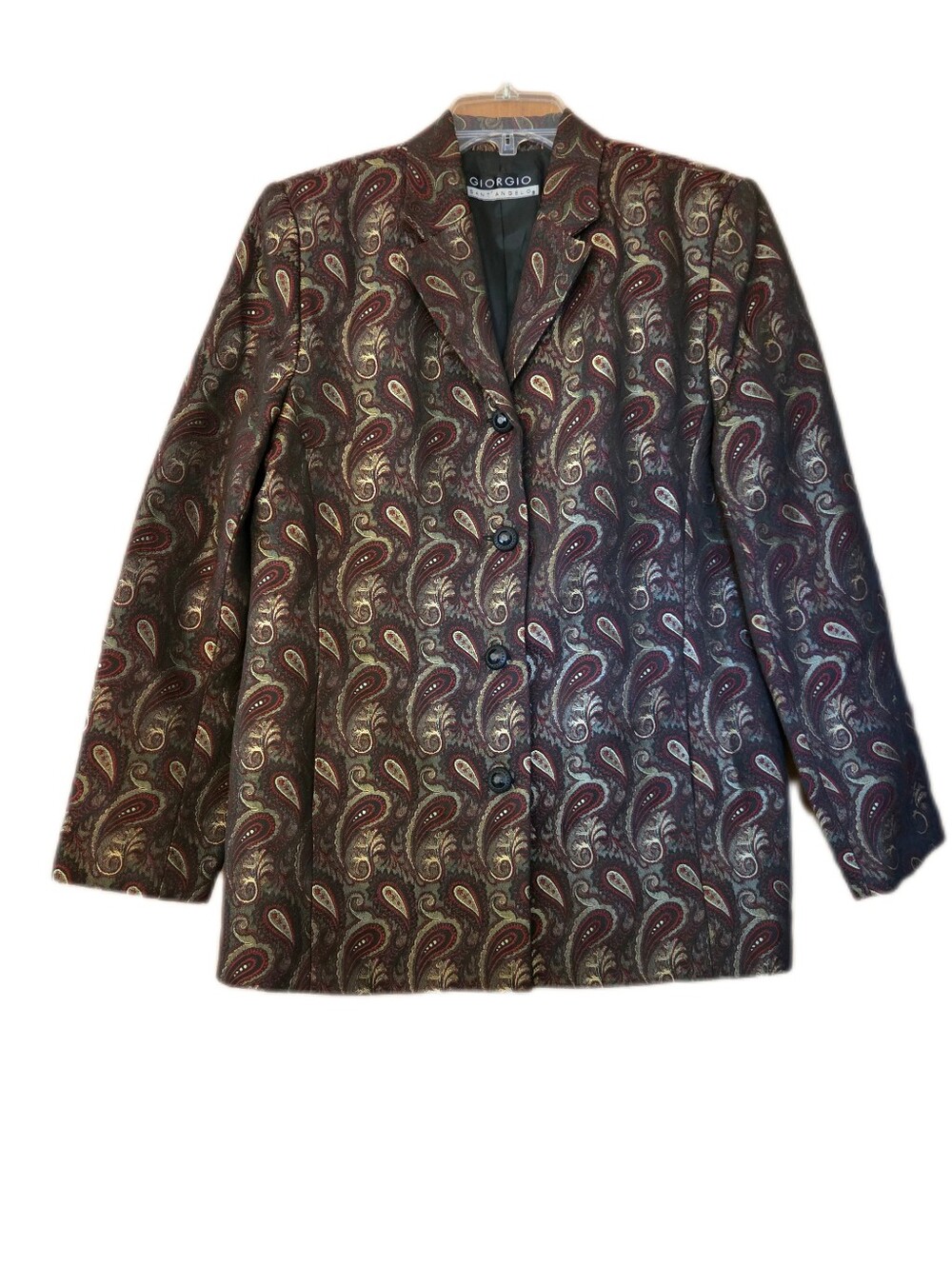 Vintage Giorgio Sant'Angelo Designer Luxury Tapestry Black Wine Gold Size 12